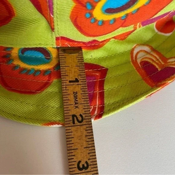 Nordstrom Lime Green Orange Pink Cotton Canvas Floral Print Bucket Hat - Picture 16 of 16